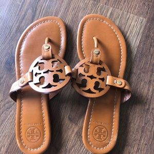 Brown Tory Burch Miller Leather Sandals Size 6— only worn once